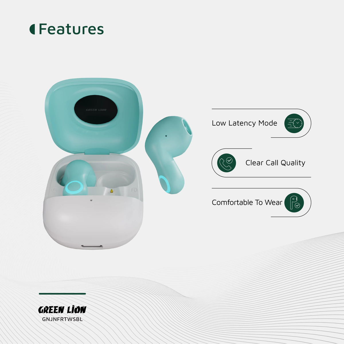 Green Lion Jenifer True Wireless Earbuds TWS - Sky Blue – image 14
