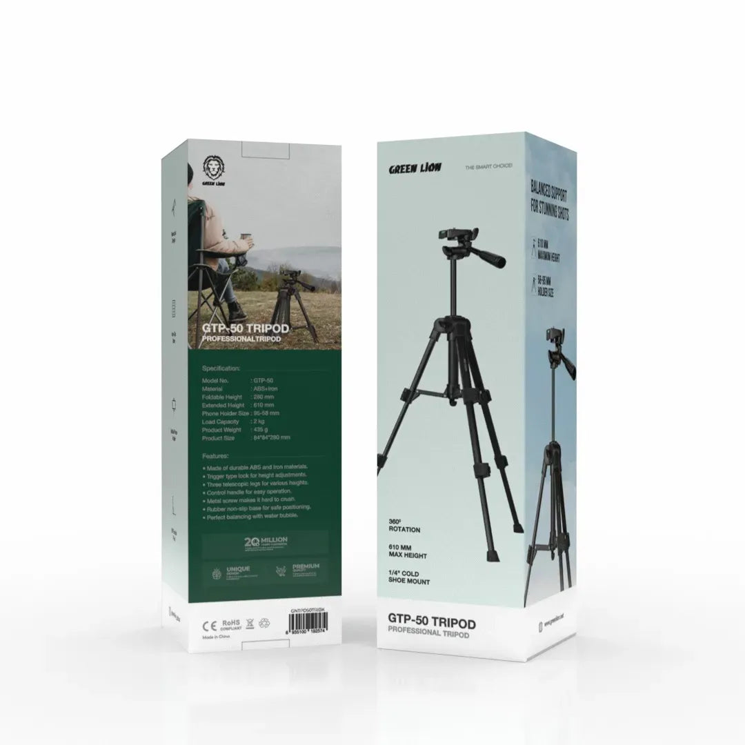 Green Lion Gtp 50 Tripod Professional Aluminum Black – image 3