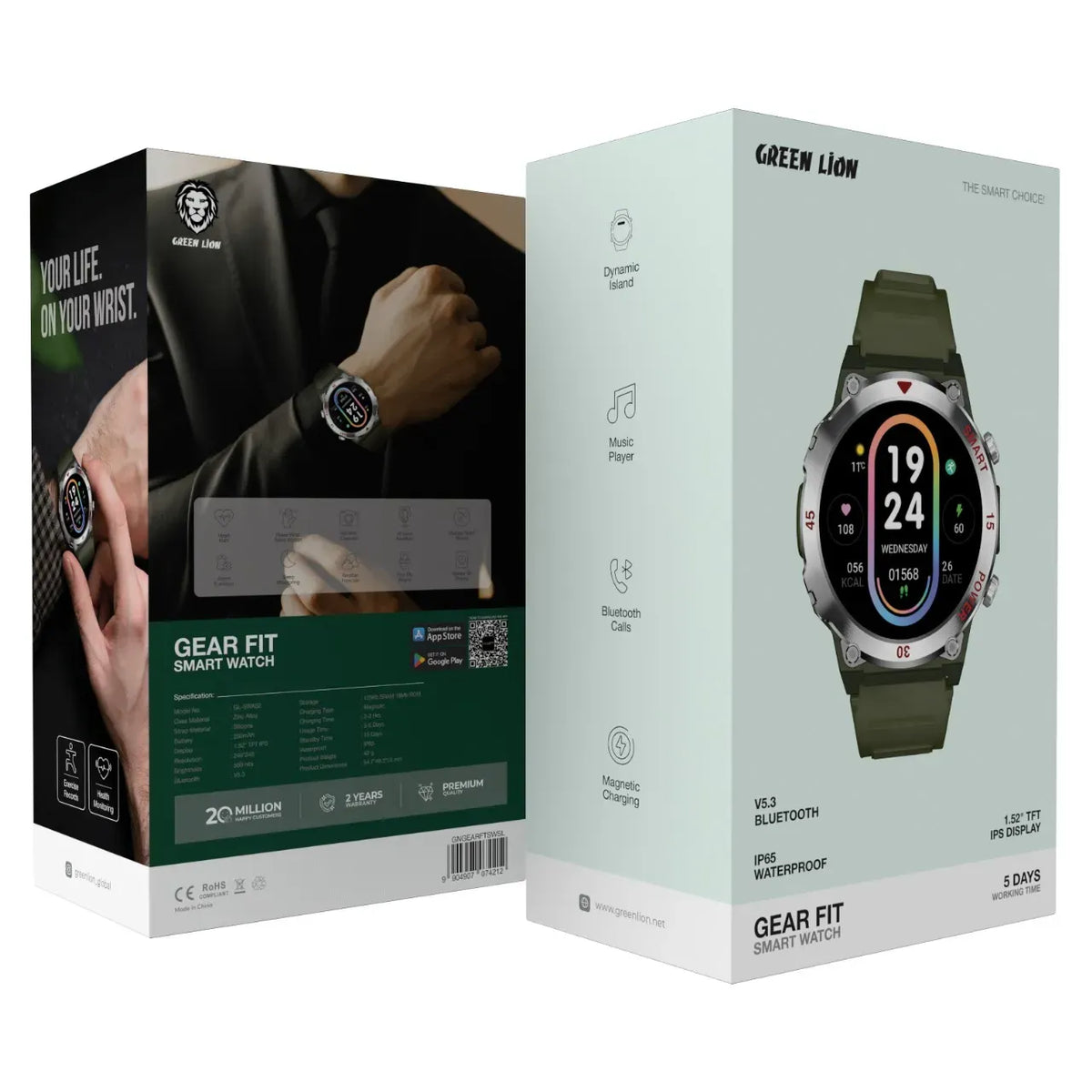Green Lion Gear Fit Smart Watch - Silver