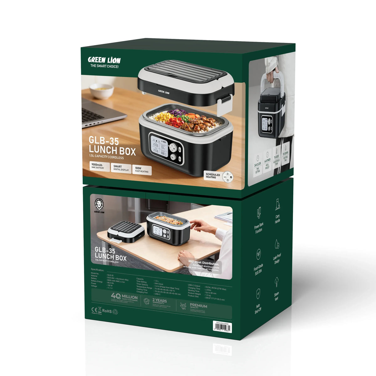 Green Lion GLB-35 Electric Lunch Box 1.5 L - Black – image 4