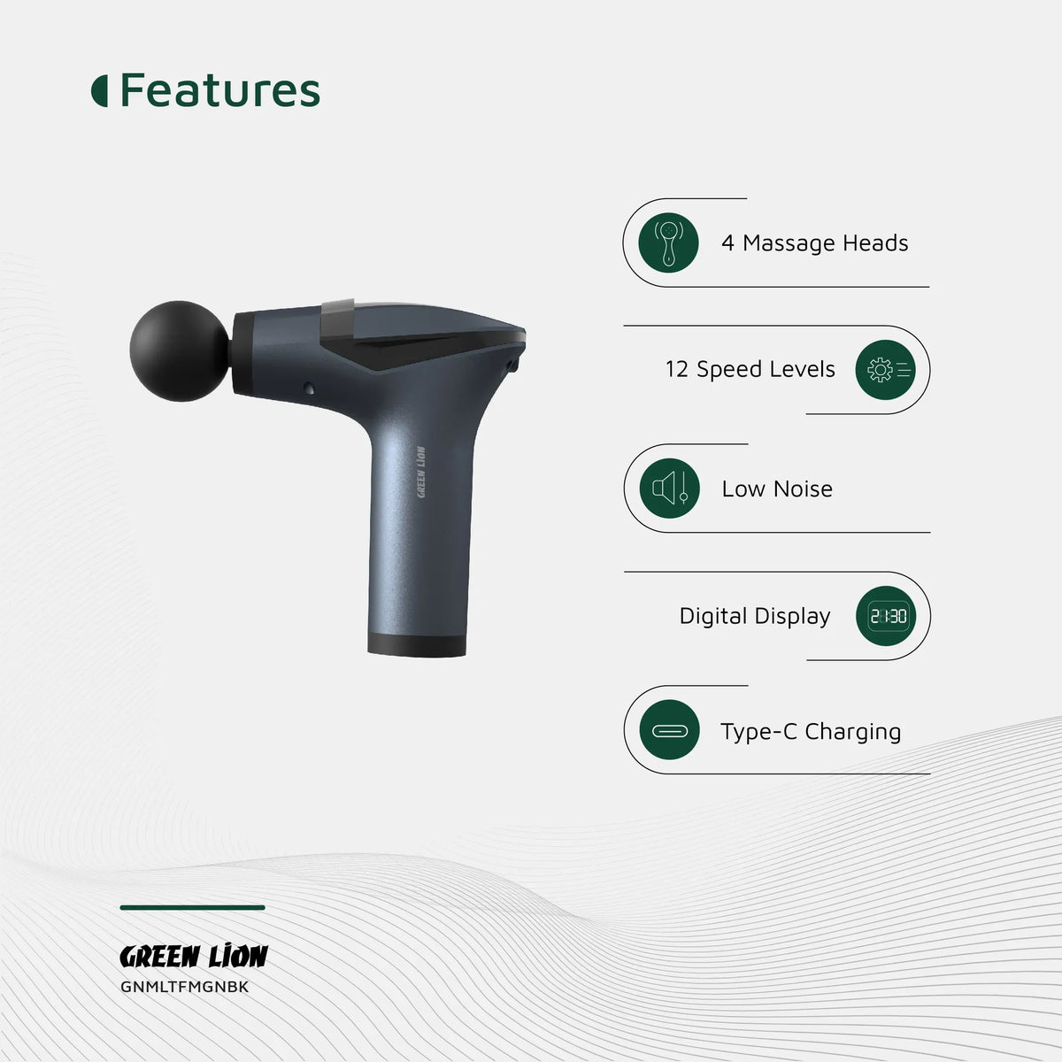 Green Lion Multifunctional Massage Gun GMG-05 - Black – image 17