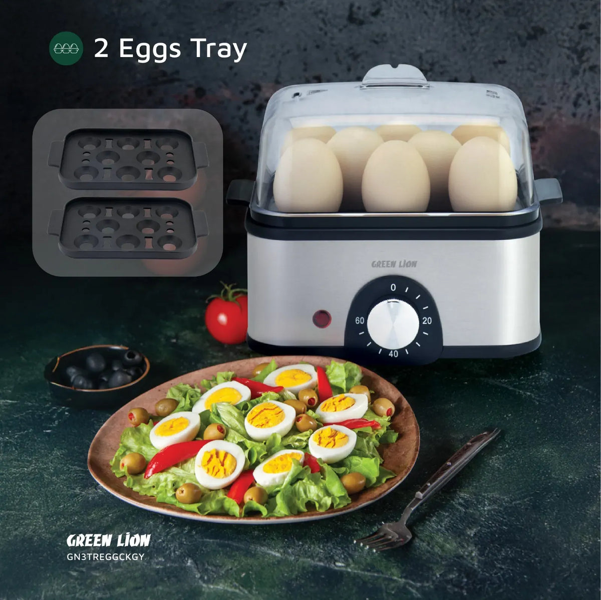 Green Lion 3-Tier Egg Cooker 500 W - Gray – image 15