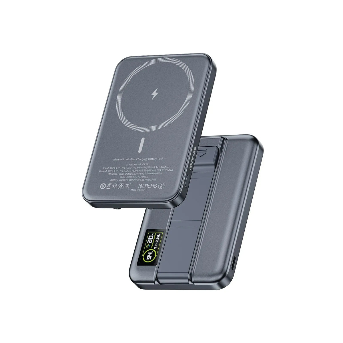 Green Lion ASTRO 5000 m Ah 3 in 1 Power Bank PD 20 W - Gray
