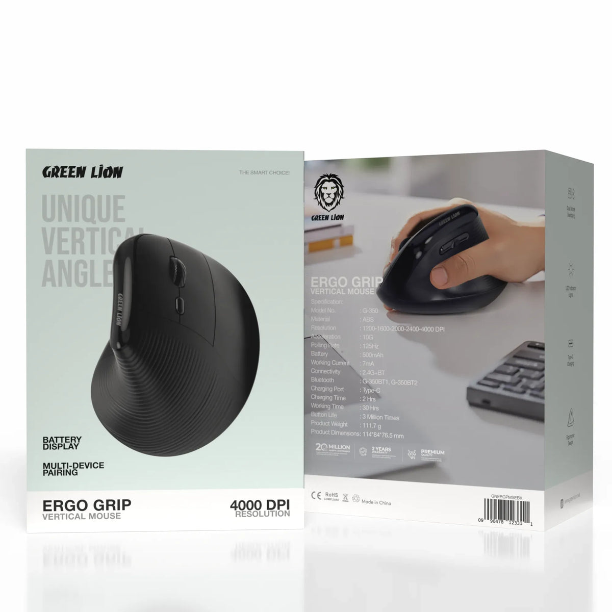 Green Lion Ergo Grip Vertical Mouse Black – image 10