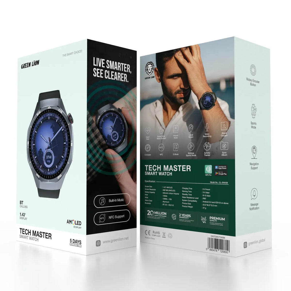 Green Lion Tech Master Smart Watch - Black – image 6