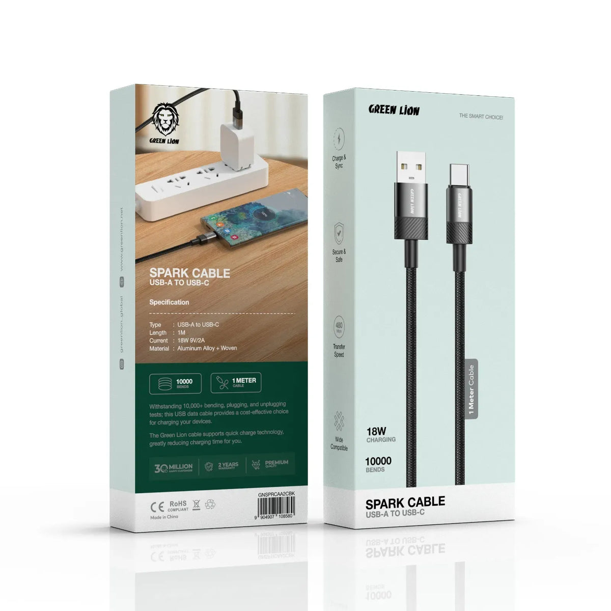 Green Lion Spark USB A to USB C Cable Black – image 3