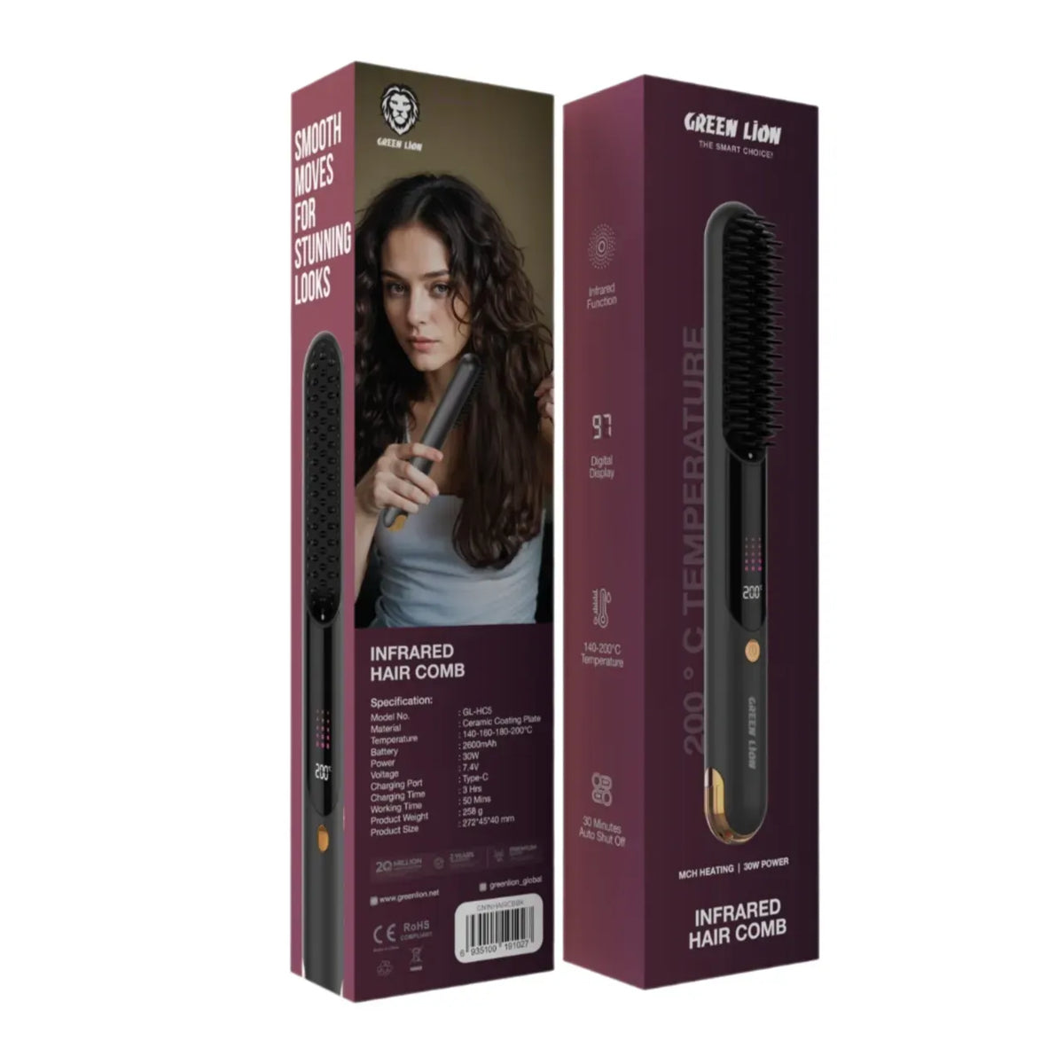 Green Lion Infrared Hair Comb Black – image 5