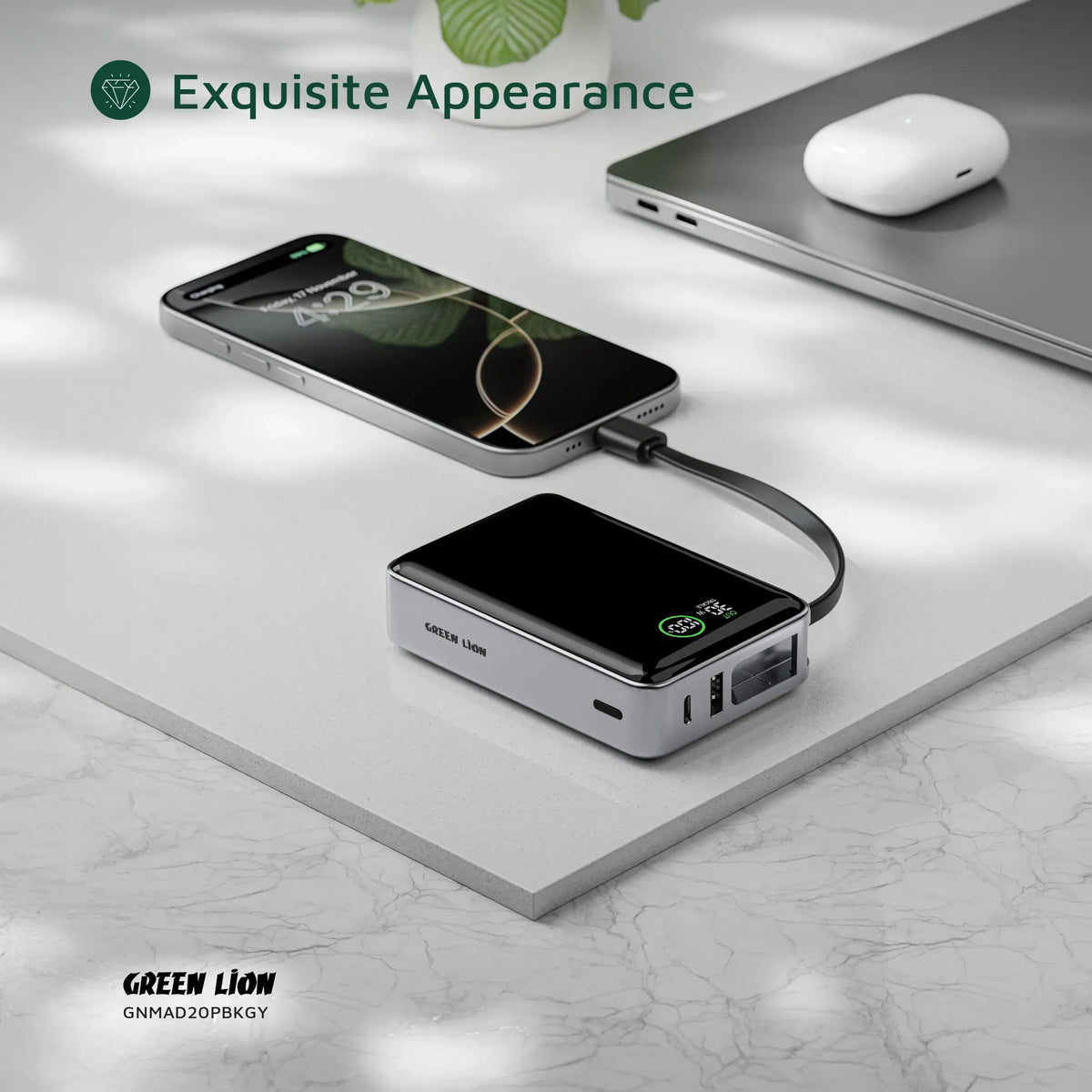 Green Lion Madrid 20 Power Bank 20000mAh PD 35w Gray – image 11