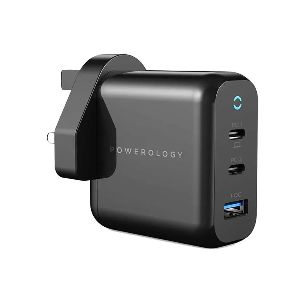 Powerology 3 Port 65w Gan Charger with PD Uk Black – image 4