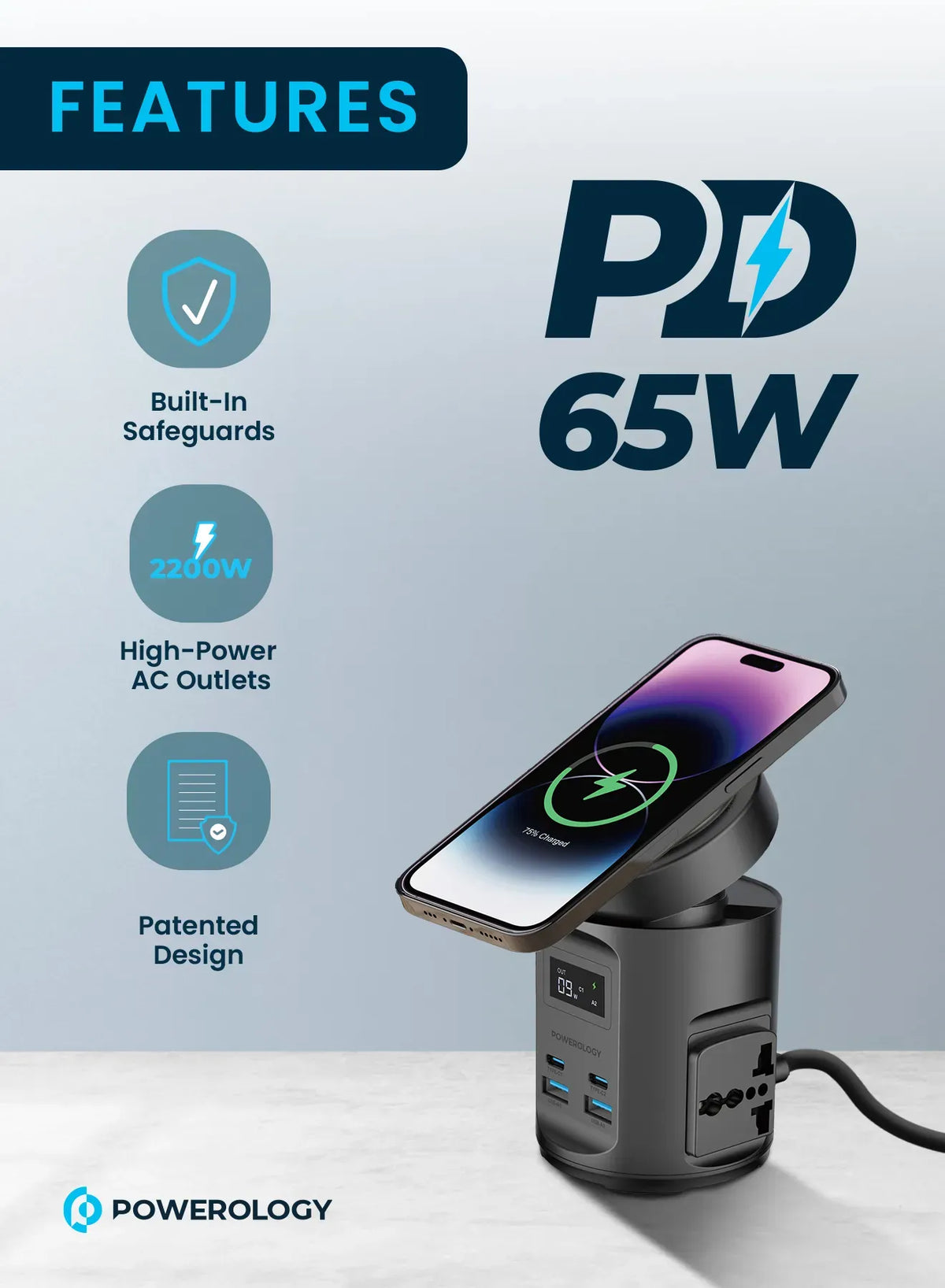 Powerology MagSafe Power Hub USB C Power Delivery and USB A QC 3 0 – image 14