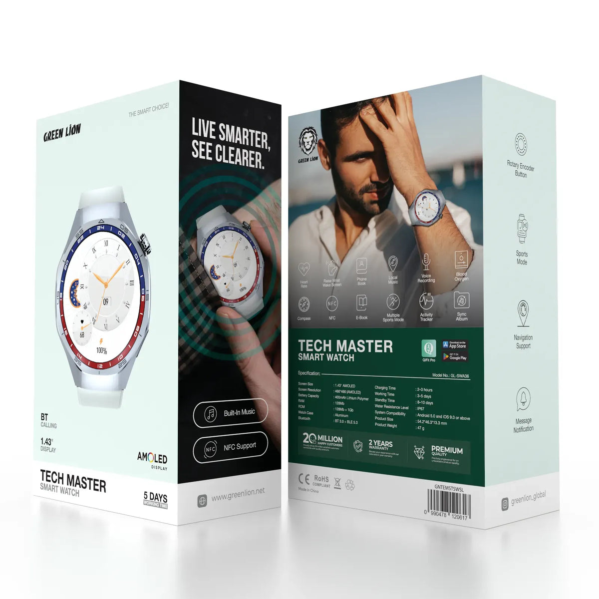 Green Lion Tech Master Smart Watch - Silver – image 10