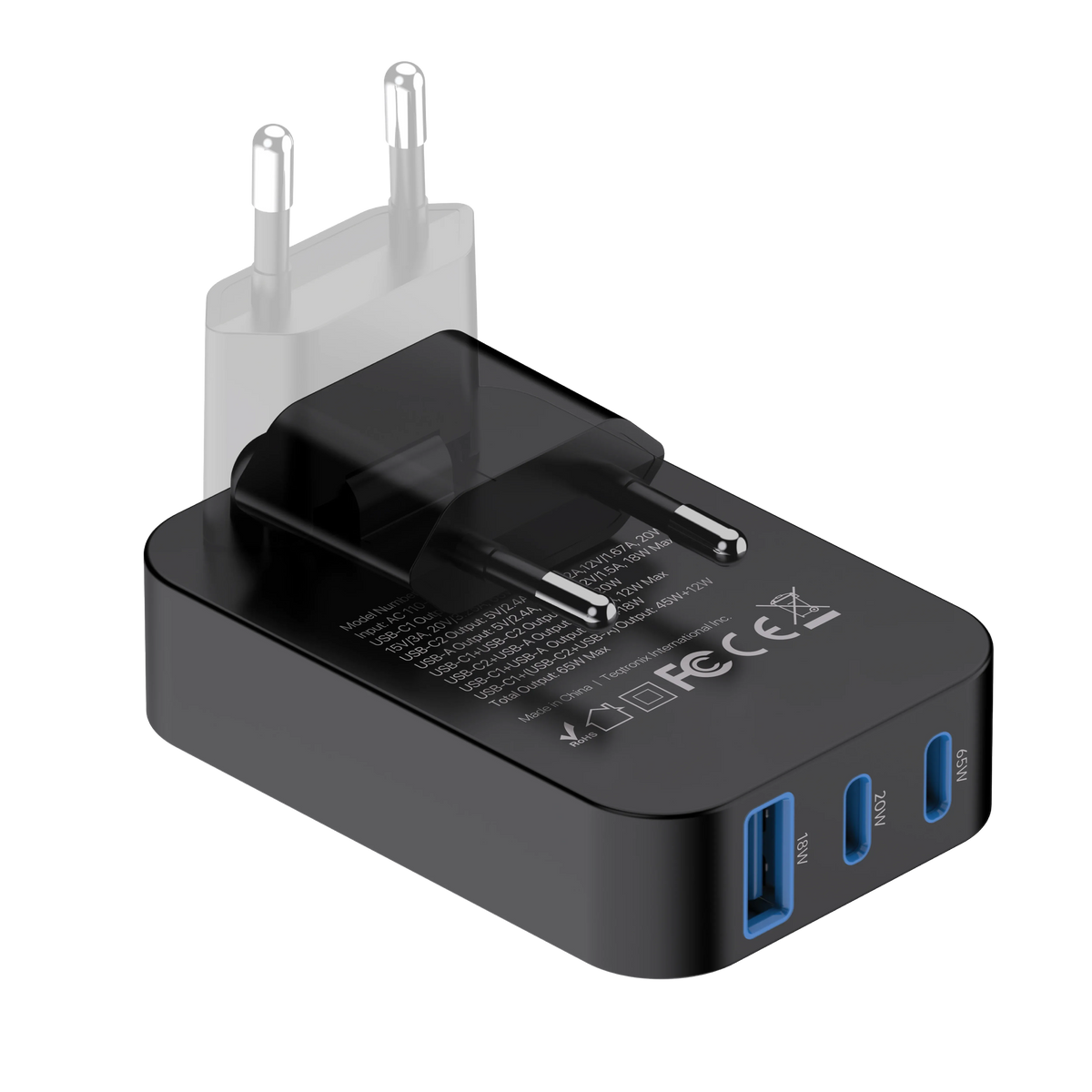 Powerology Crab Foldable Eu Gan Charger Black – image 4