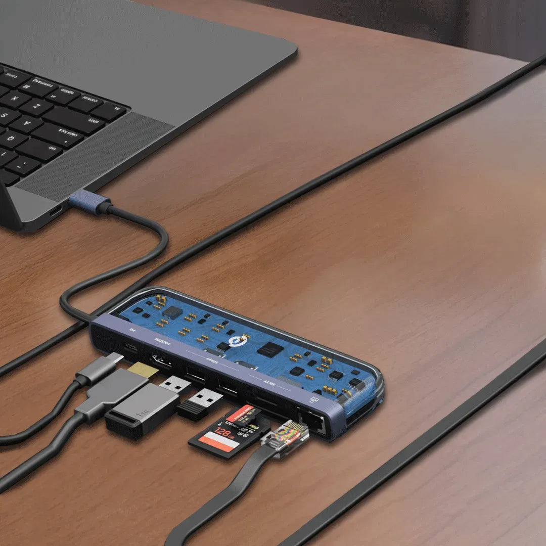 Powerology 7 in 1 USB-C Multi Hub Crystalline Series - Transpare nt – image 9