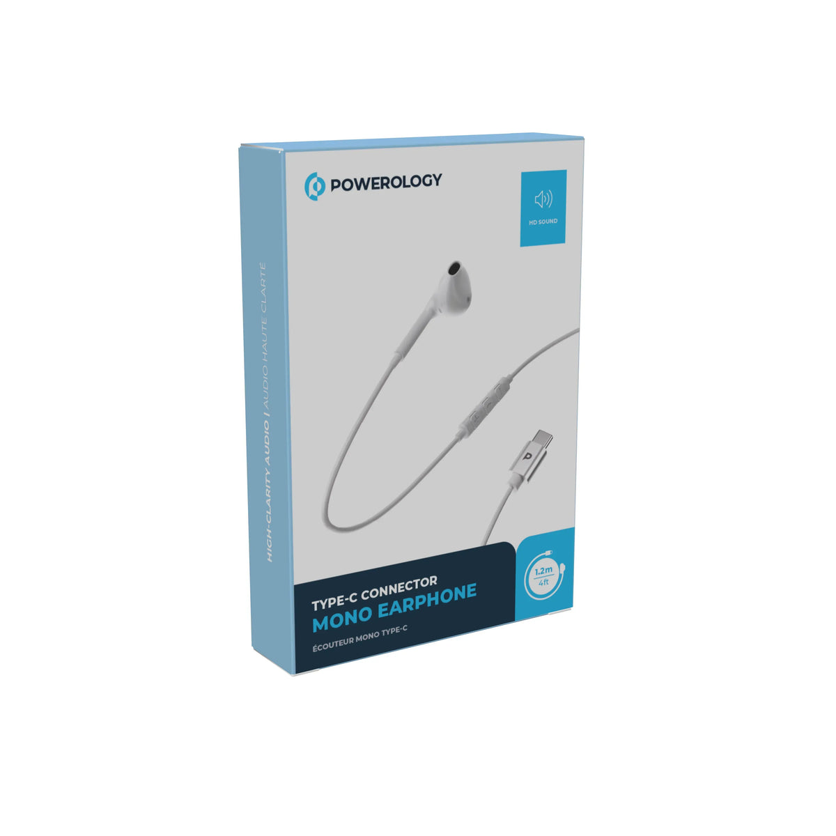 Powerology Type-CConnector Mono Earphone (1.2 m/4 ft) - White – image 3