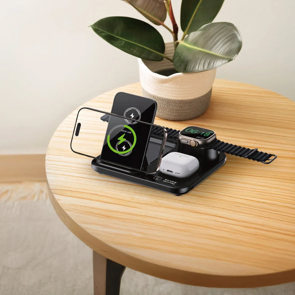 Green Lion 3 In1 Multifunctional Wireless Charger Black – image 4