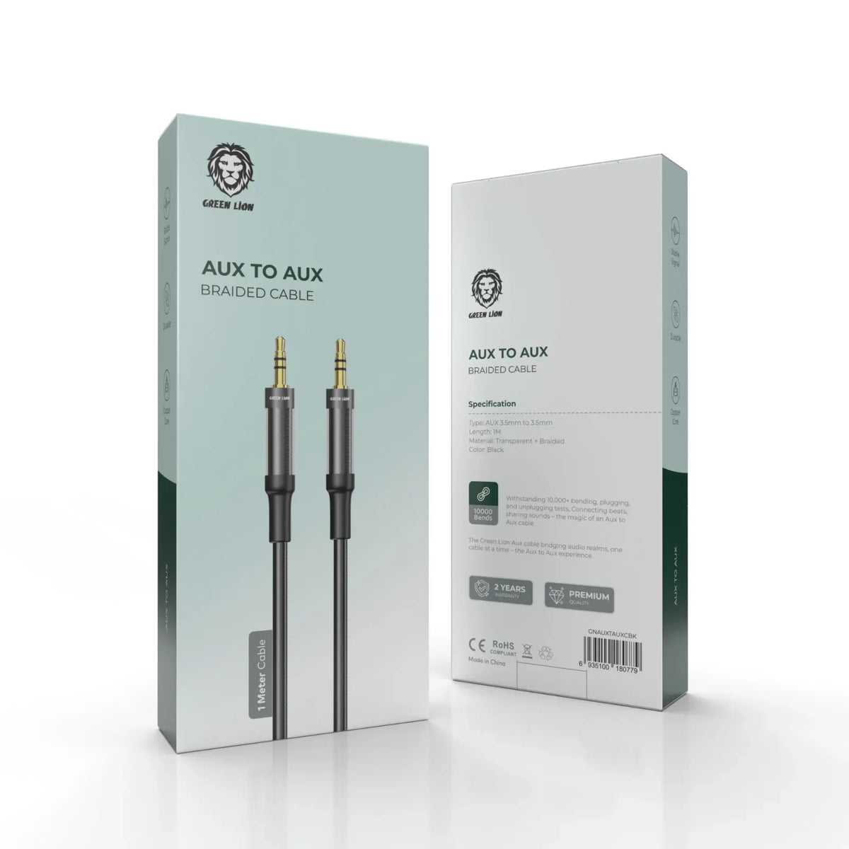 Green Lion Aux to Aux Braided Cable 1m Black – image 3