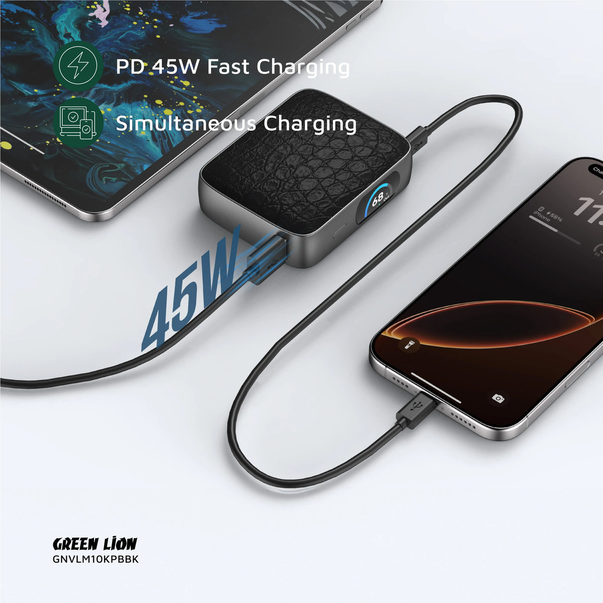 Green Lion Valmont 10000mAh Power Bank PD 45w Black – image 11