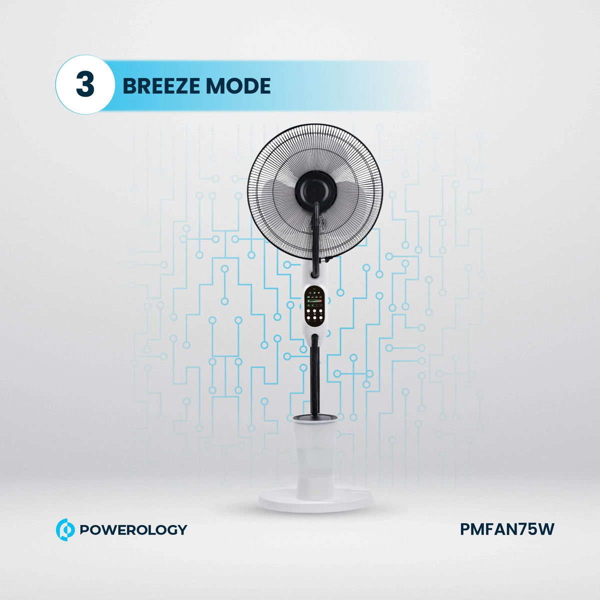 Powerology Tilt Oscillating Fan Mist Spray Humidifier Black – image 12