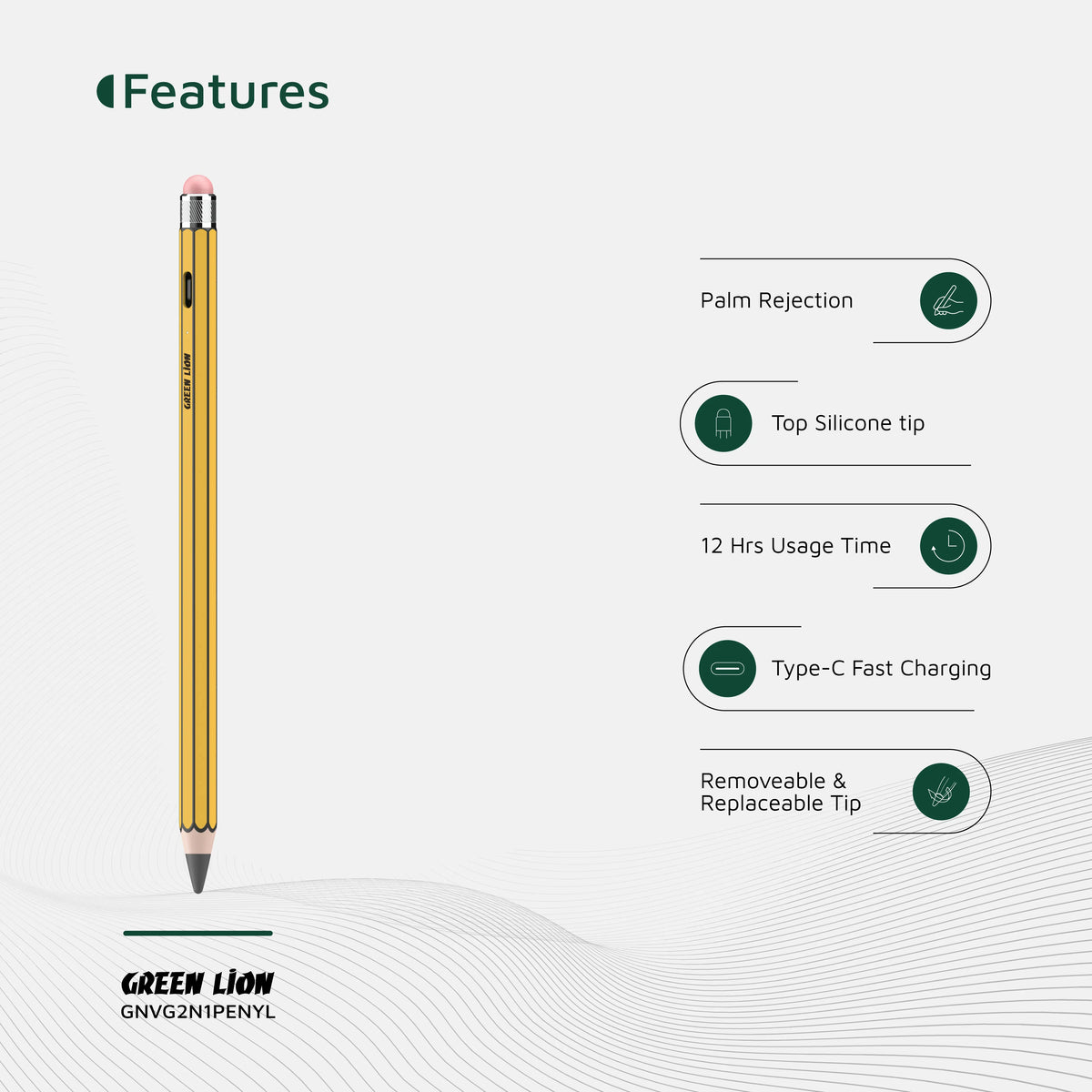 Green Lion Vintage 2 in 1 Stylus Pencil Yellow – image 19