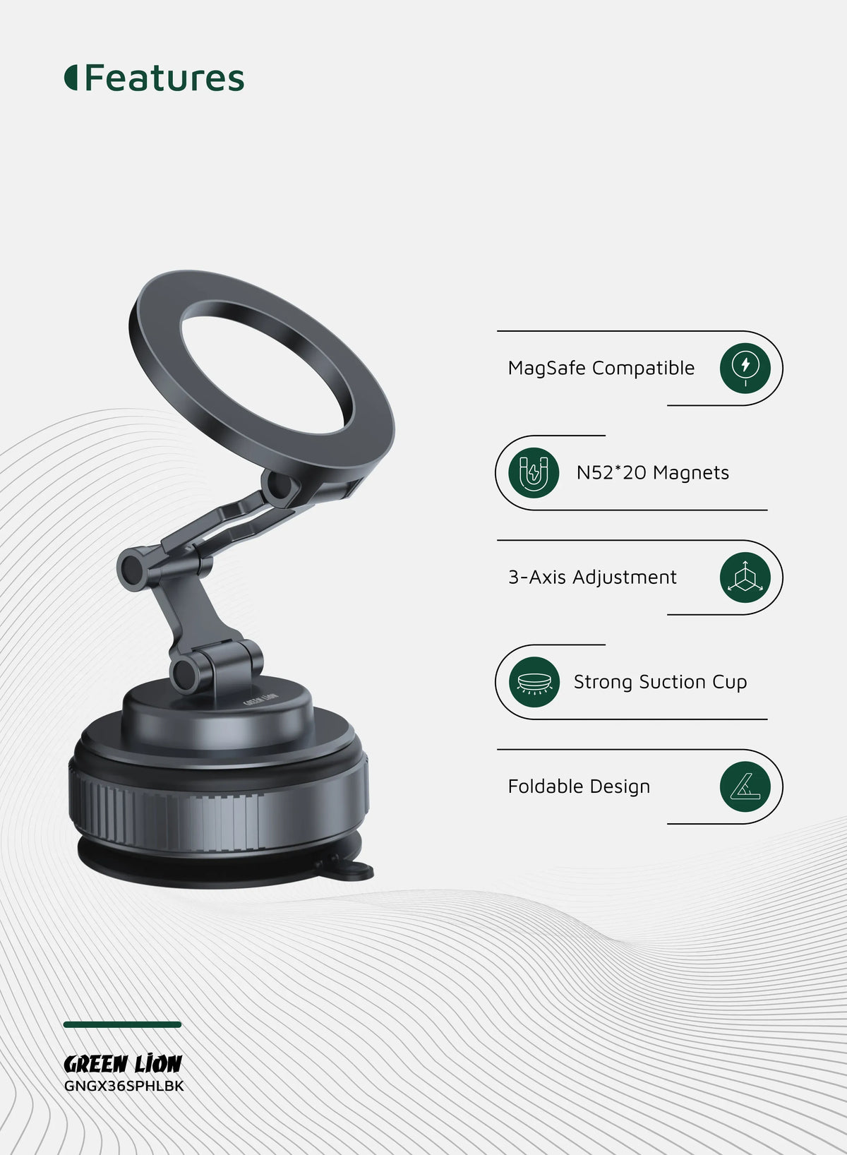 Green Lion Gx 36 Suction Phone Holder Gray – image 10