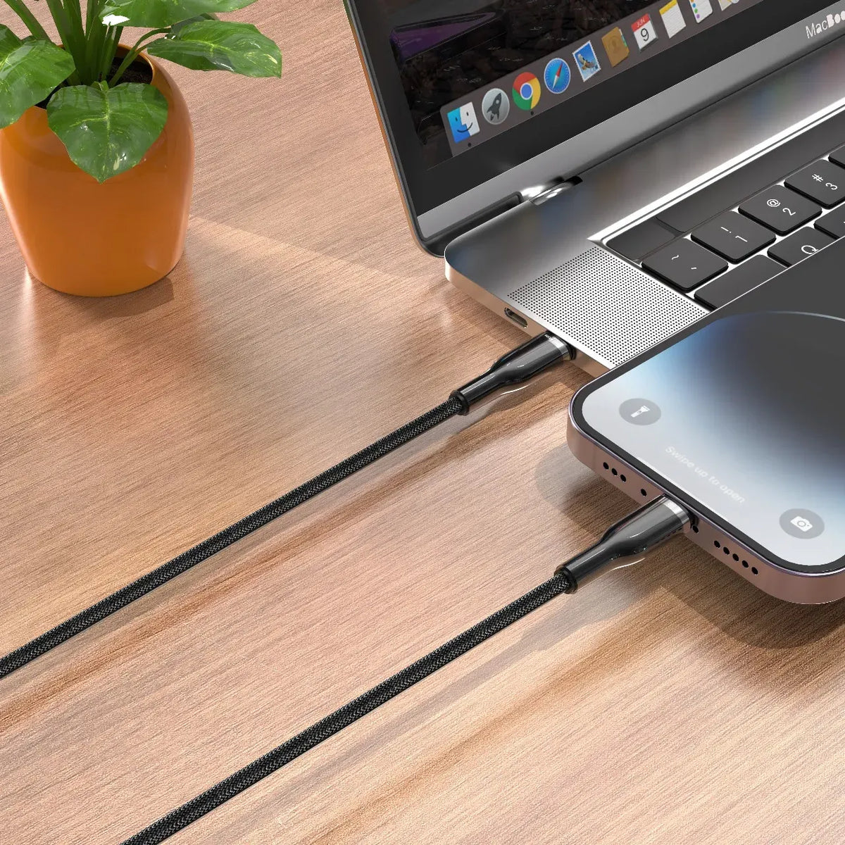 Green Lion USB C to Lightning Zinc Alloy Braided Cable Black – image 4