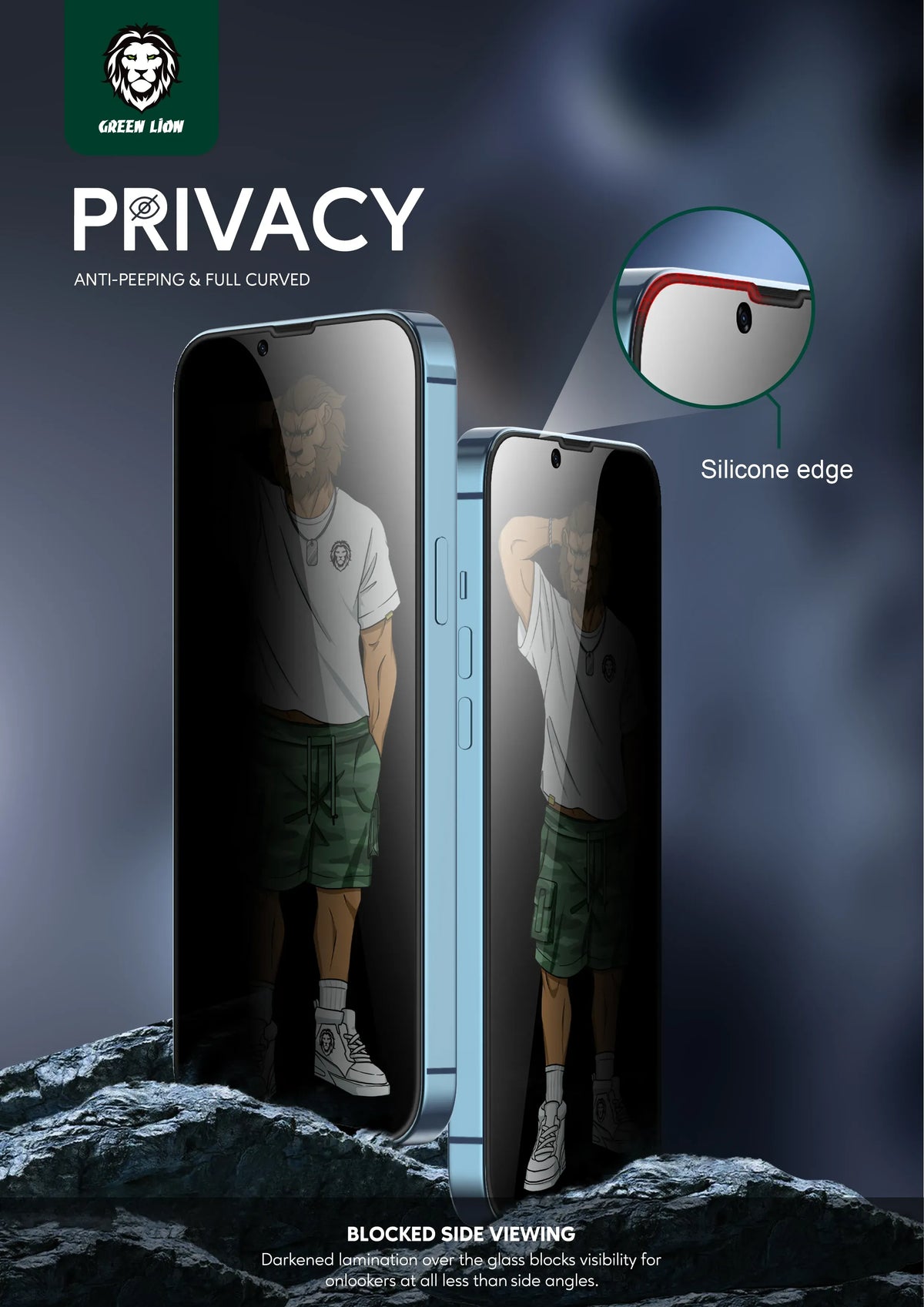 Green Lion 3 DSilicone Plus Screen Protector - Black Edge/Privacy – image 8