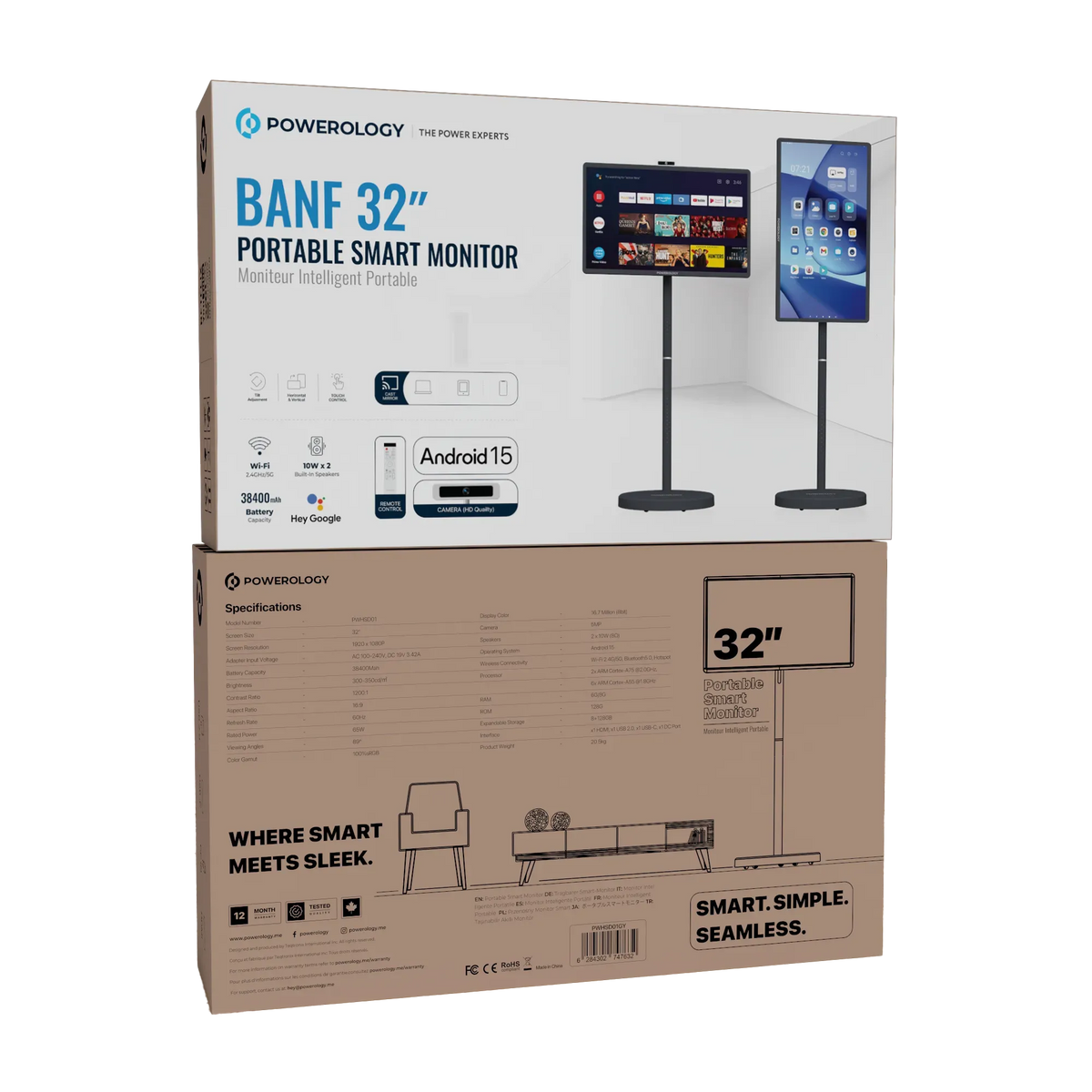 Powerology Banf 32 Portable Smart Monitor Gray – image 2
