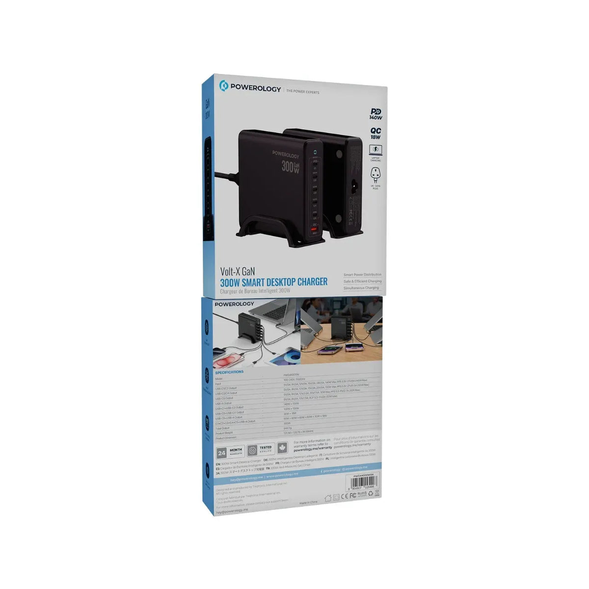 Powerology Volt X Gan 300w Smart Desktop Charger Black – image 6