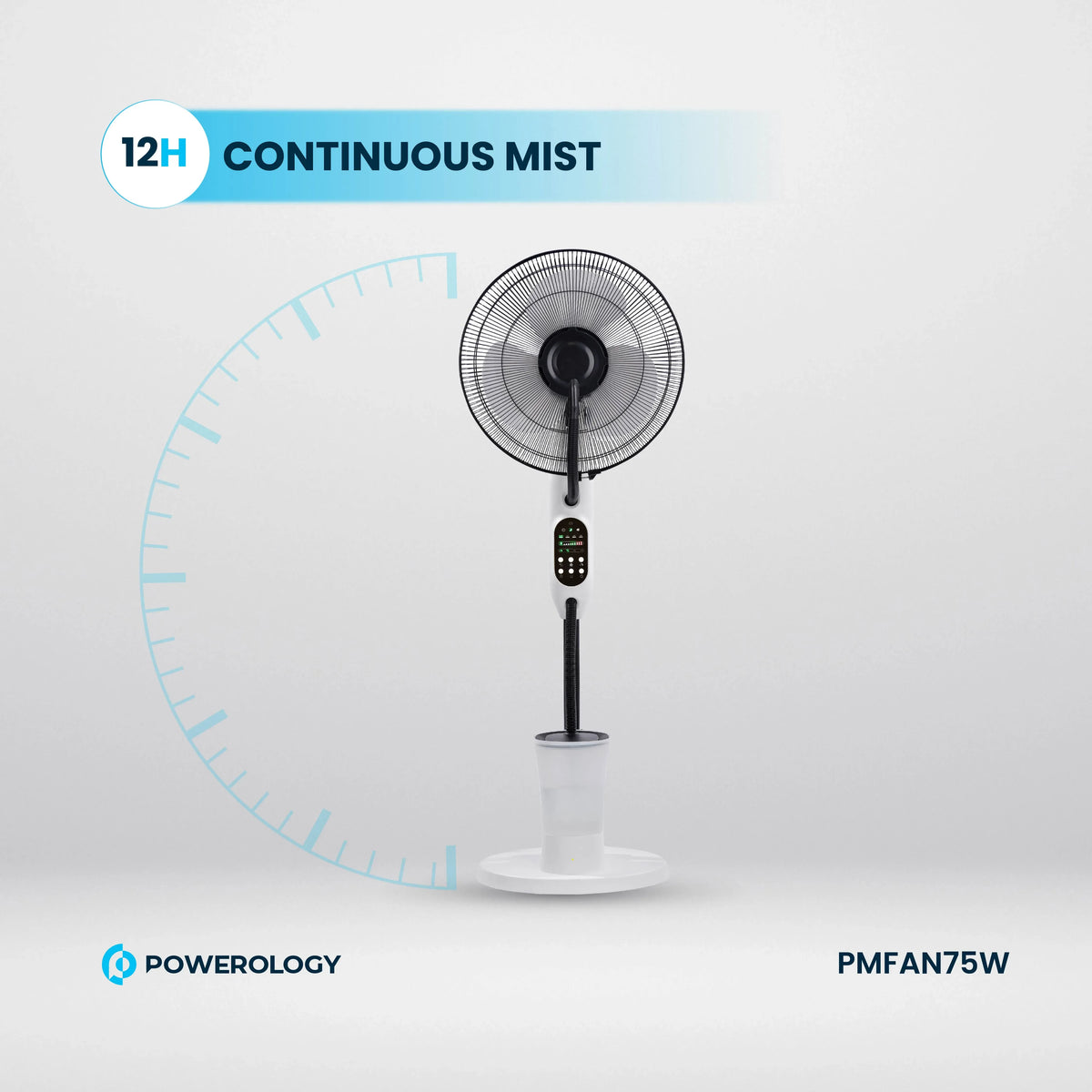 Powerology Tilt Oscillating Fan Mist Spray Humidifier Black – image 9