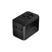 Powerology Universal Multi-Port Travel Adapter With 4 Type-C - Grey
