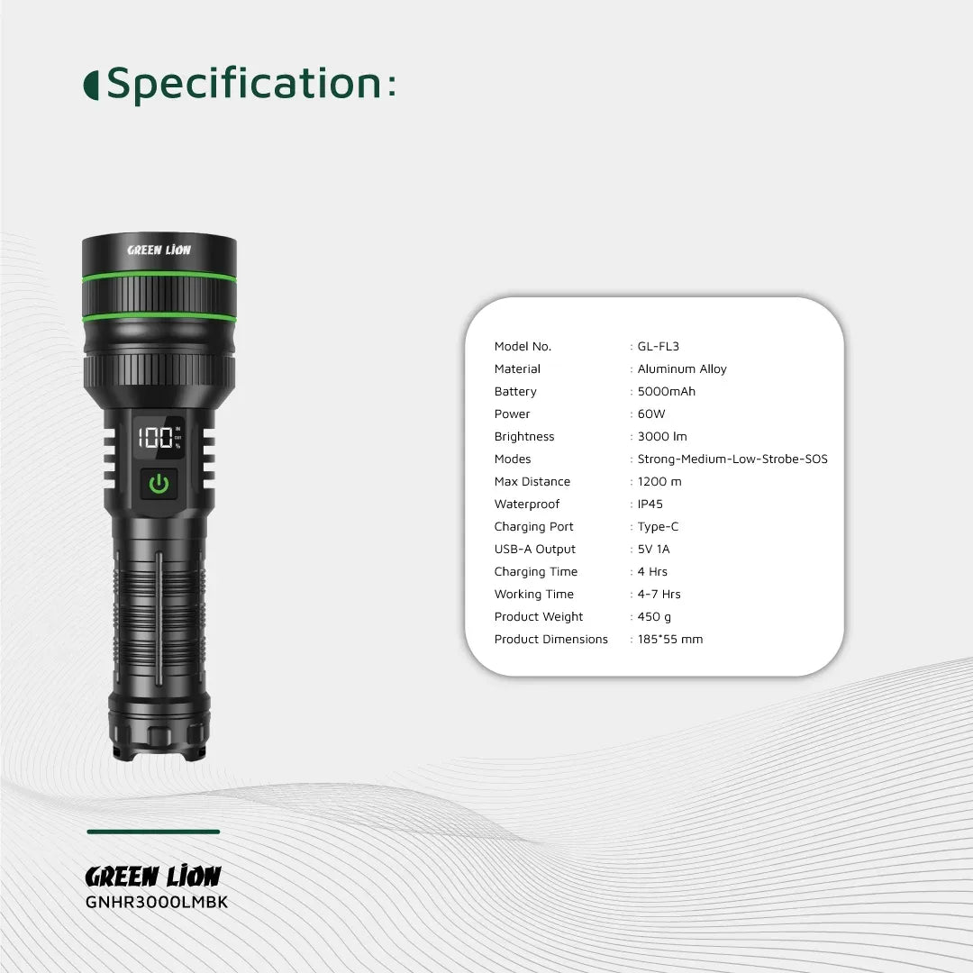 Green Lion Hyper Ray Pro LED Torch Black – image 9